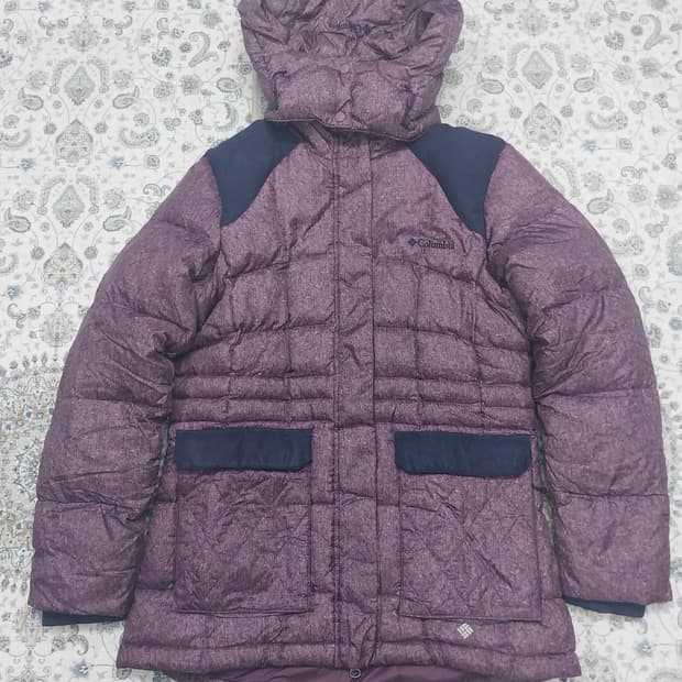 컬럼비아 여성용 퍼플 후드 패딩 M (후드분리됨)
