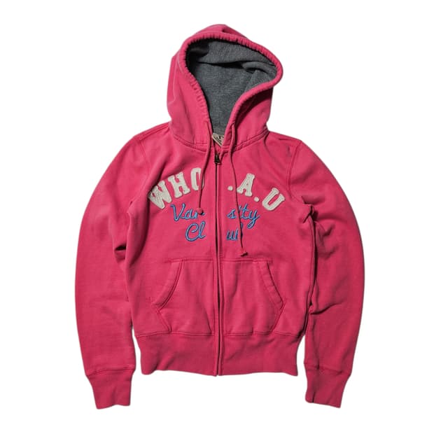 후아유 대장급 스펠아웃 로고 핑크 후드집업 S