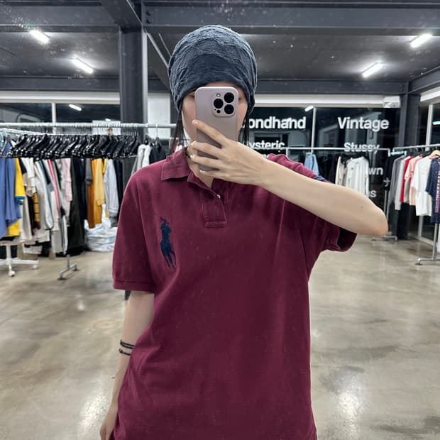 폴로 랄프로렌 와인 컬러 빅포니 피케이
