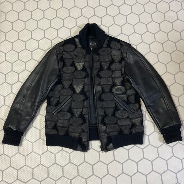 (L) 90s 히스테릭 글래머 패치워크 레더 자켓