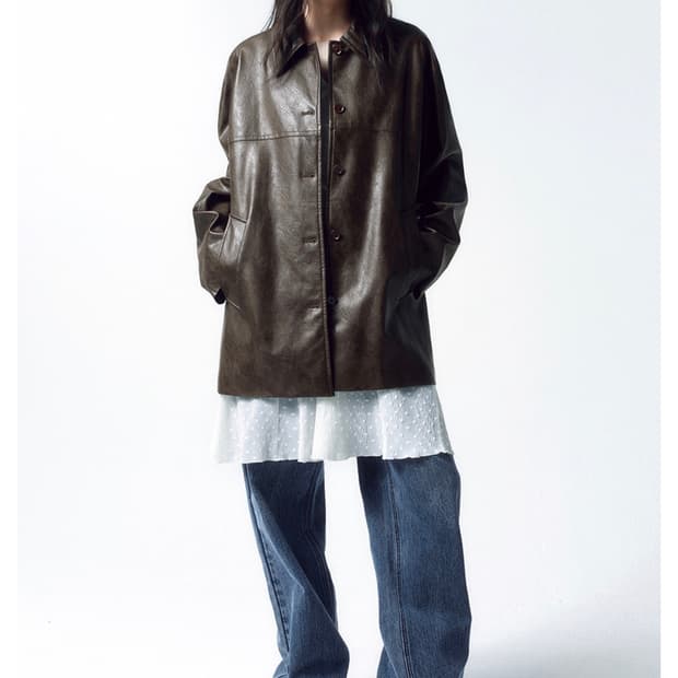 인사일런스 우먼 포우 레더 카코트 BROWN (XS)