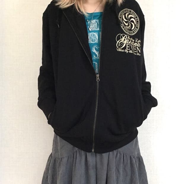 jpn vintage y2k printing hood zipup