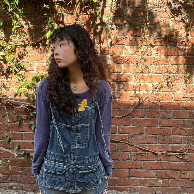 빈티지 데님 멀티 포켓 레이어드 원피스