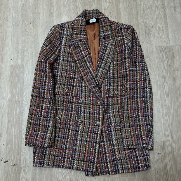 듀엘 여성 더블 체크 트위드자켓 66 