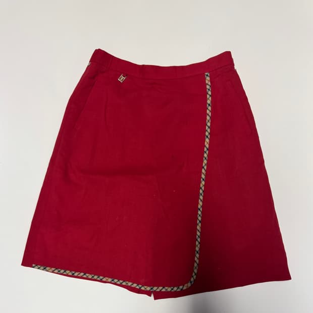 여성 닥스 Daks 체크 스커트 치마 반바지 레드 29.9인치