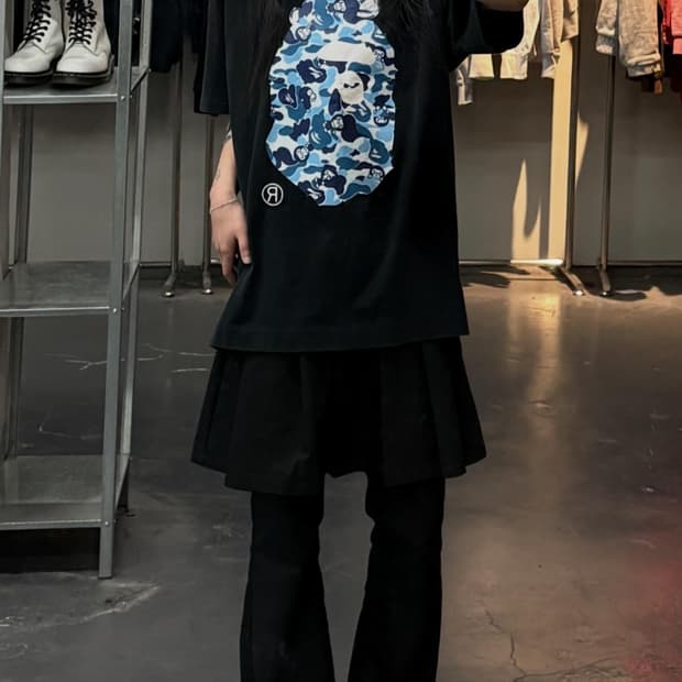 베이프 카모 빅 에이프 블랙 반팔 A3616