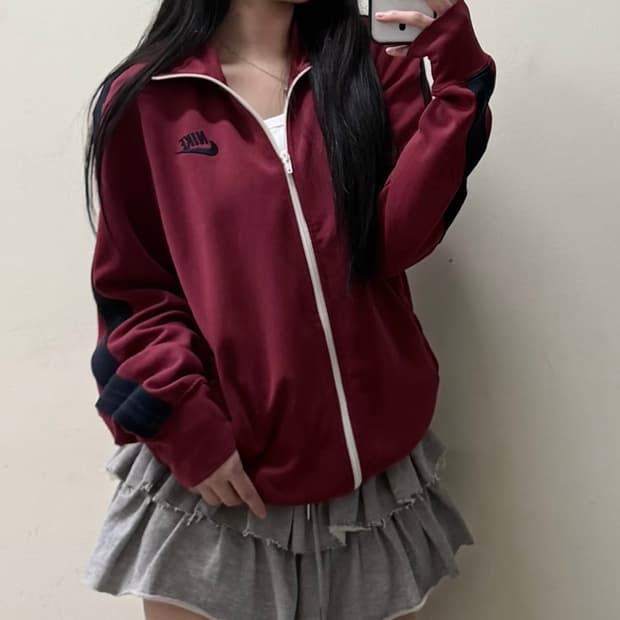 나이키 버건디 트랙탑 져지