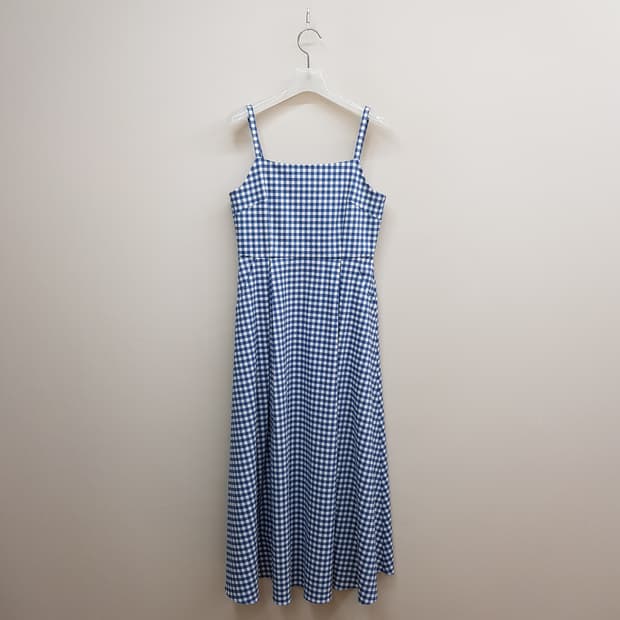 오르 깅엄체크 슬리브리스 원피스 XS사이즈