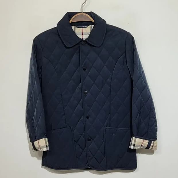 (S) 버버리 퀼팅자켓 네이비 누빔점퍼 안감 노바체크 