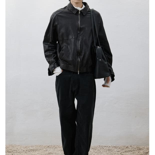 [M] youth 유스 워시드 레더 블루종