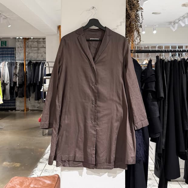 질샌더 브라운 코튼 루즈 스트레이트 핏 코트