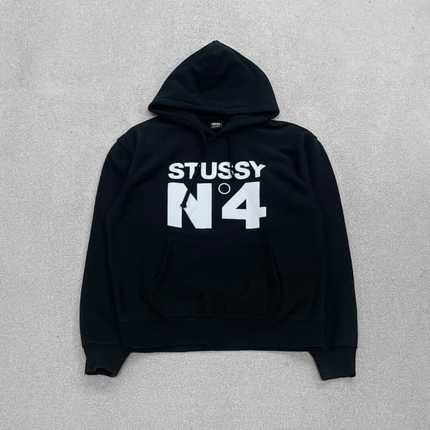 스투시 Stussy NO.4 빅 로고 후드티 블랙