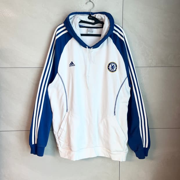 [2XL] 극희귀 유일매물 아디다스 첼시 흰,파 후드티