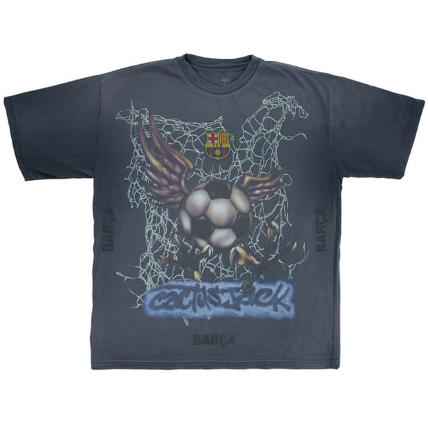 트레비스 스캇 X FC바르셀로나  워시드 스프레이 로고 티셔츠