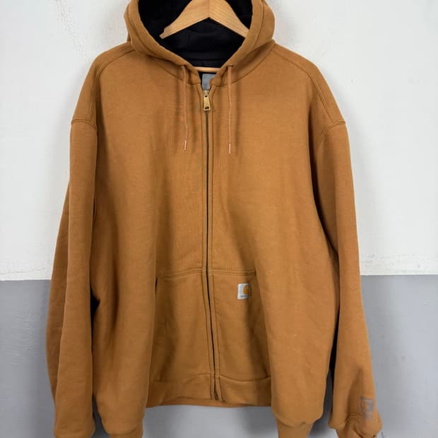 칼하트 된장 패치로고 써멀 코튼 후드집업 2XL