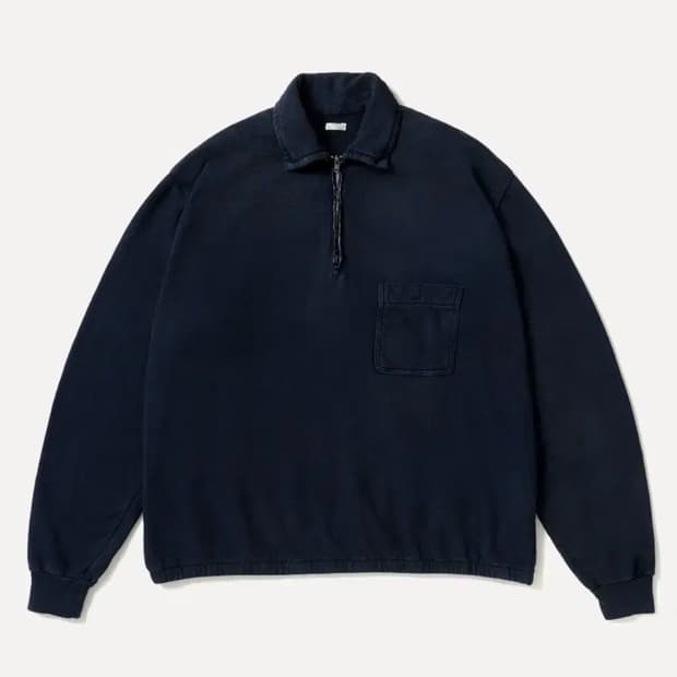 아프레쎄 빈티지 라이트웨이트 하프집 스웻 3 네이비