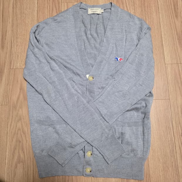 XS) 메종키츠네 트리칼러 폭스 패치 울 가디건