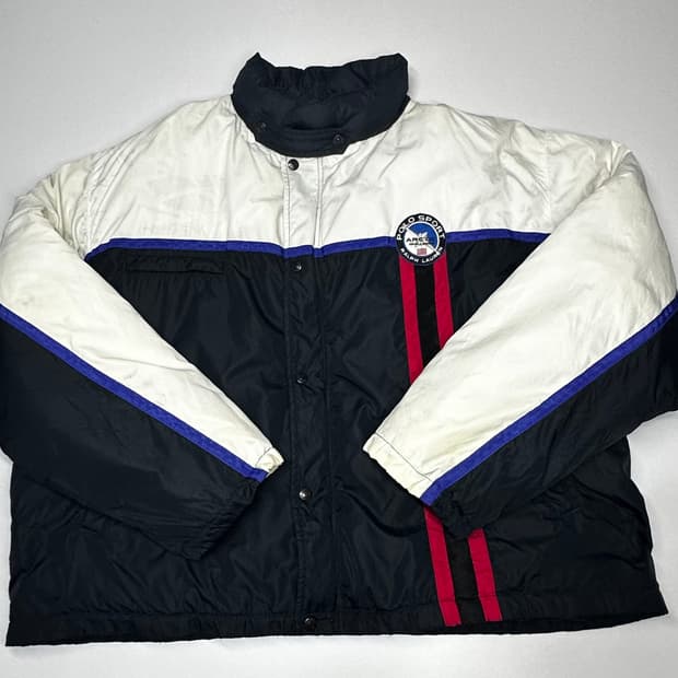 폴로 스포츠 블랙 배색 패딩 점퍼