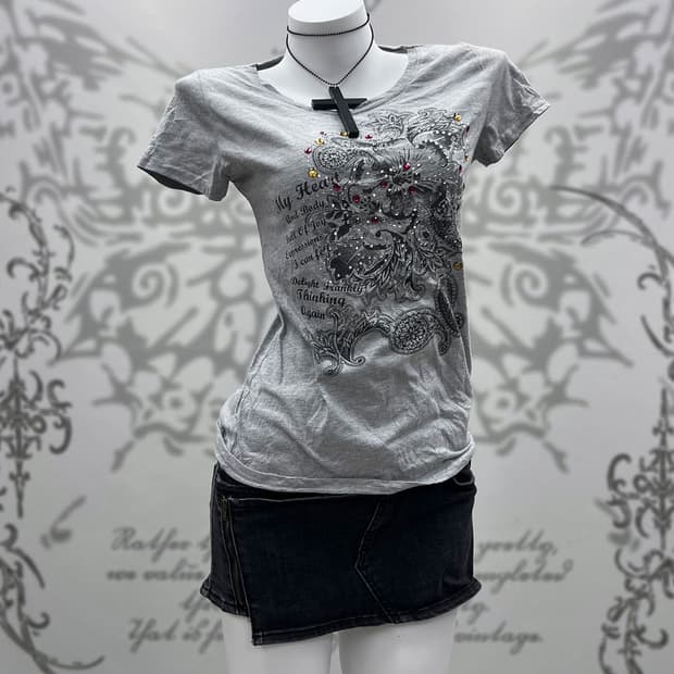00's Grey printing T-shirts