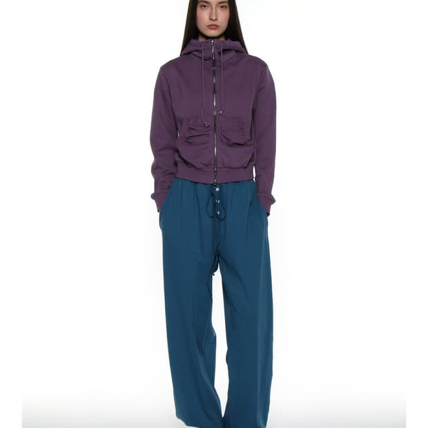 PWC SHIRRING HOODIE ZIP-UP PURPLE