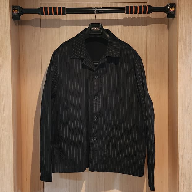 자라 블랙 핀스트라이프 코튼 워크 자켓 L