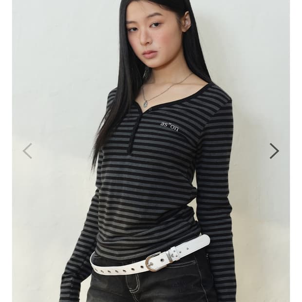 애즈온 ELLEN STRIPE TEE / BLACK
