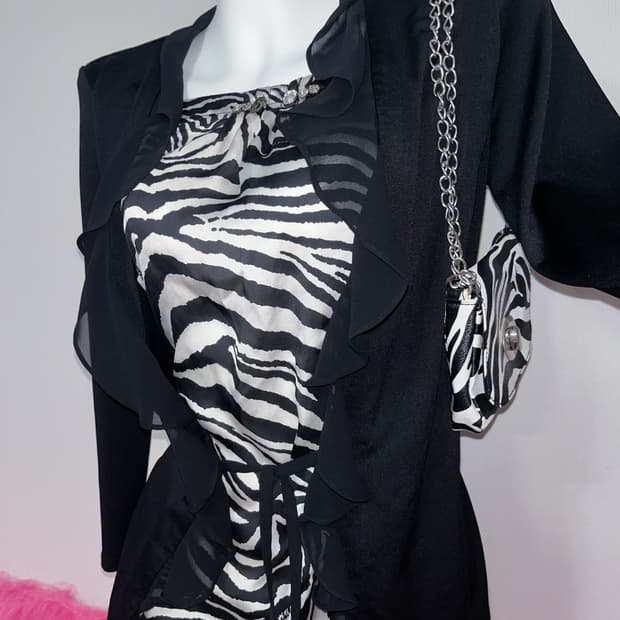 00’s 갸루 지브라 탑 + 가방 코디세트