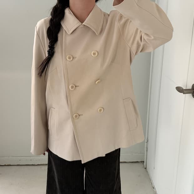 일본빈티지 크림 더블 숏자켓
