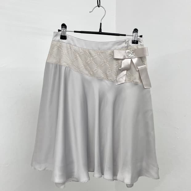 페어리 새틴 레이스 리본 스커트