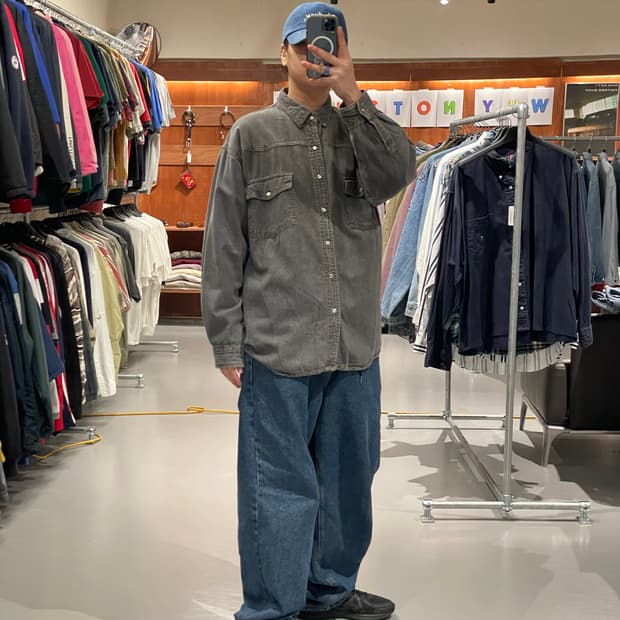 빈티지 흑청 웨스턴 셔츠