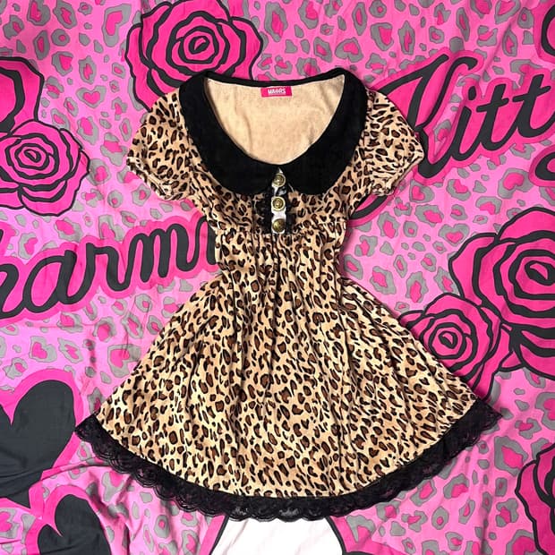 MA*RS마즈 레오파드 금장 프릴원피스 히메 오네갸루 핀터109일본빈티지