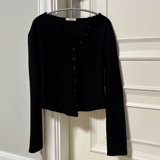 나이니 골지 긴팔 가디건 티셔츠(블랙)