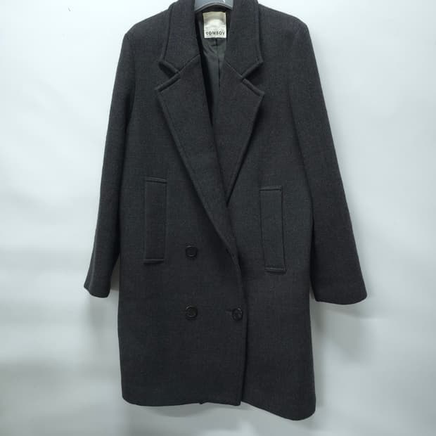 톰보이 여성 울100% 다크그레이 더블 버튼 코트(66)