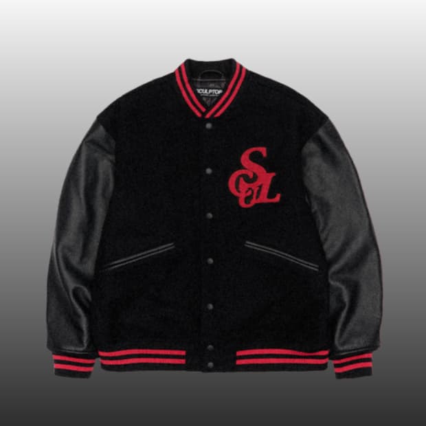 스컬프터 버팔로 레더 바시티 자켓 블랙 (L)