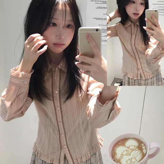 빈티지 라떼 프레피 코디 세트