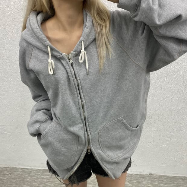 라모랭 헤비코튼 심플 2way 후드집업