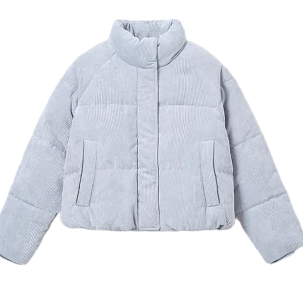 스파오 파스텔 푸퍼 코듀로이 블루 M