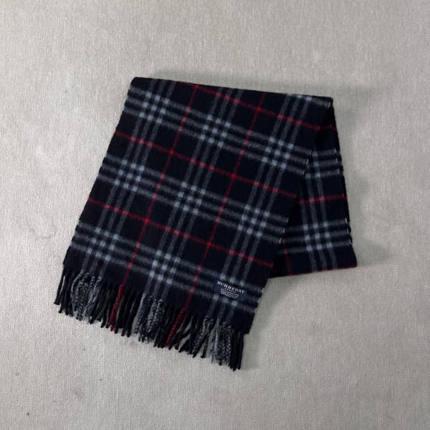 버버리 노바체크 캐시미어 네이비 머플러 