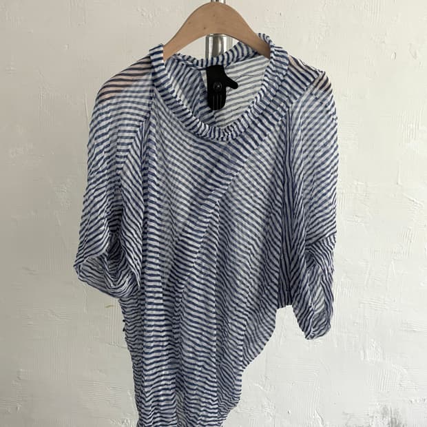 Bernhard Willhelm 버나드 윌헴 스트라이프 시스루 블라우스