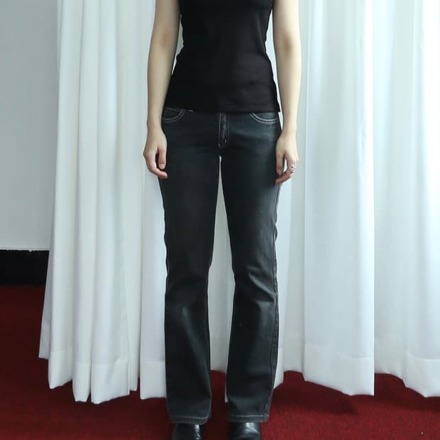아르마니 블랙 부츠컷 데님 팬츠