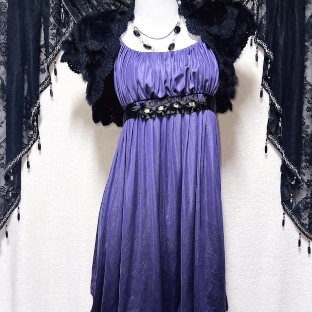 슈슈룬 바닐라깔 퍼플 벌룬 미니원피스 히메갸루 오네 고스펑크 파티드레스