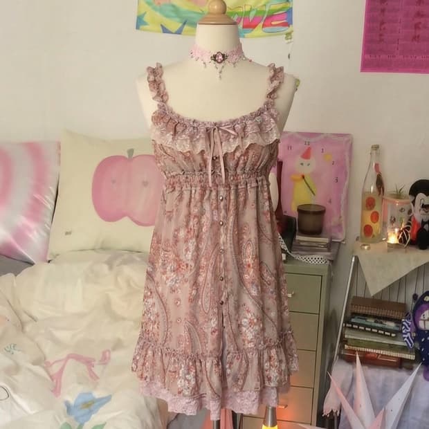 오리엔탈 페어리 핑크 슬립 원피스