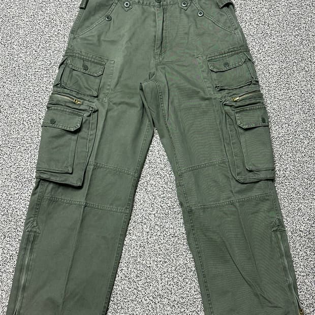 Fostex mcd 피라슈트 팬츠 올리브 빈티지워시