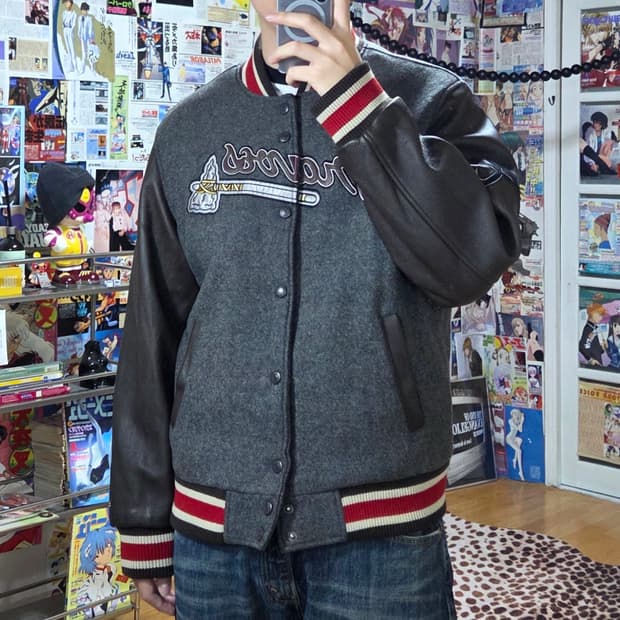 00S 엠엘비 애틀란타 브레이브스 소가죽 바시티 자켓