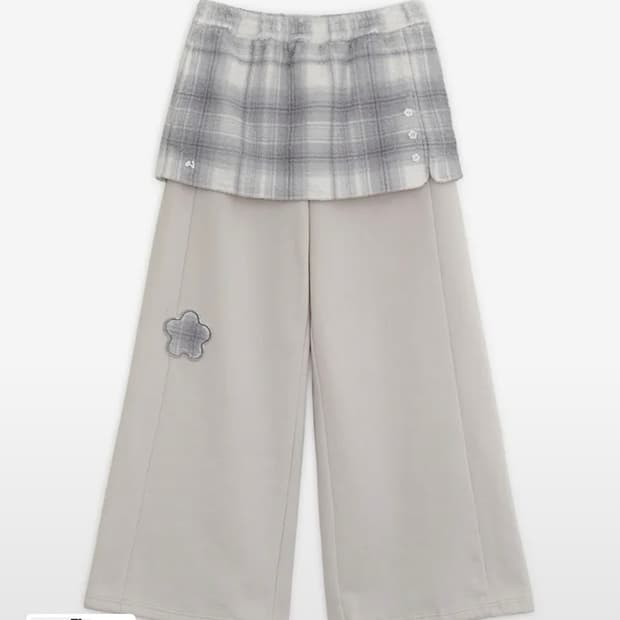 허그 유어스킨 플리스 스커트 조거팬츠 핑크 그레이