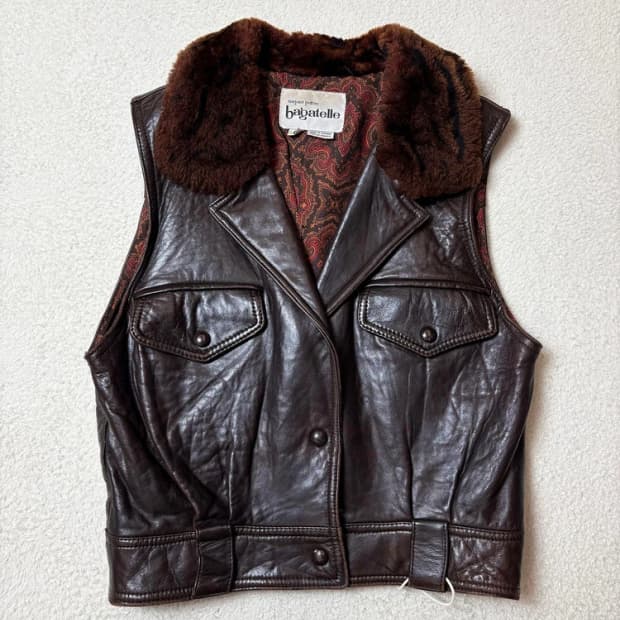 바가텔 90's 우먼스 클래식 양가죽 퍼 베스트 PN6599