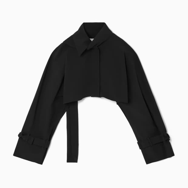 코스 COS 스카프 디테일 크롭 트렌치 코트 블랙 상태최상