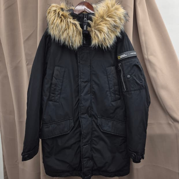 내셔널지오그래픽 블랙 야상 패딩 S/90