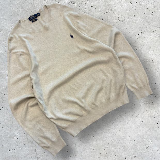 [XL] 폴로 랄프로렌 피마코튼 슬림핏 베이지 니트 스웨터 C871
