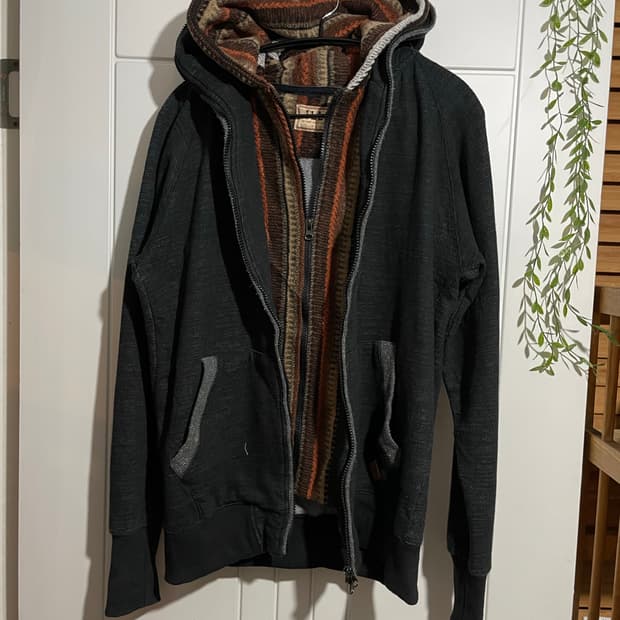 JPN vtg 에스닉 더블 후드 집업